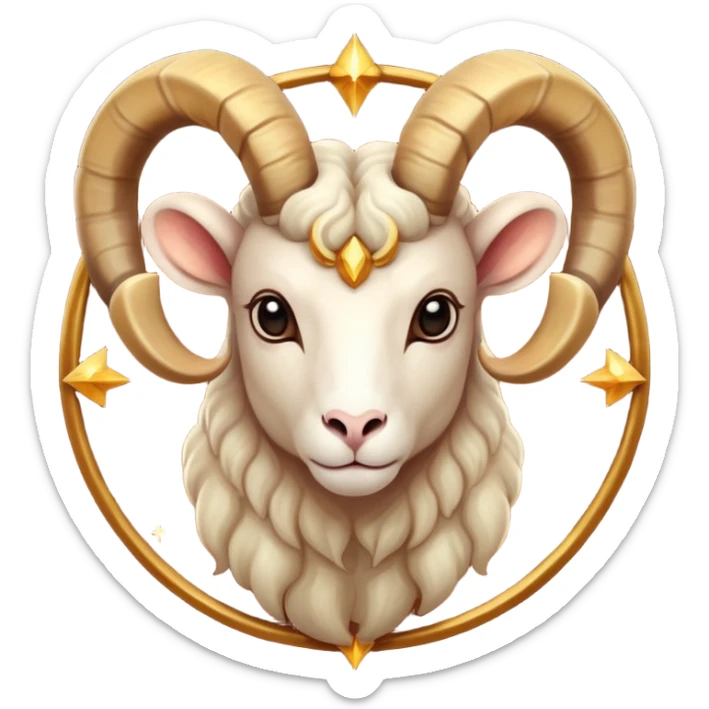 "A digital illustration of the Aries zodiac sign, a majestic ram with glowing horns, incorporating the color #00d9ff prominently in its design, celestial background, mystical and cosmic atmosphere" sticker