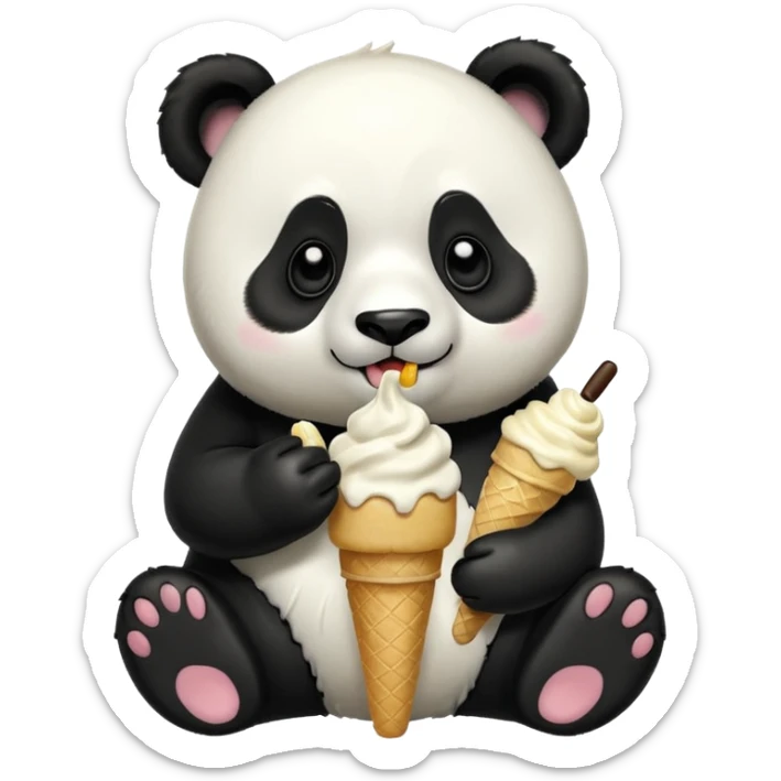 Panda eating ice cream sticker