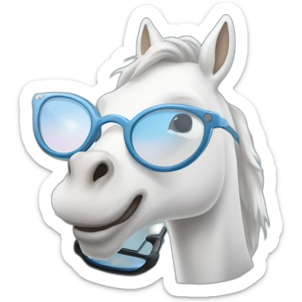 Une licorne blanche qui fait dea trotinette et qui a des lunettes de soleil sticker