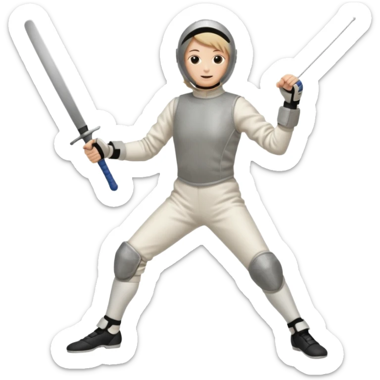 A person wearing fencing equipment with their entire body sticker