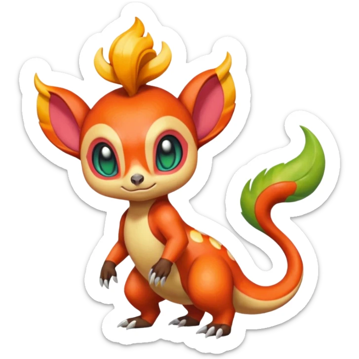Colorful Exotic Meloetta-Chimchar-Virizion-Venom-Stitch-Fakémon-creature-hybrid sticker