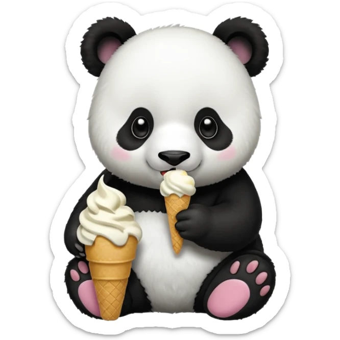Panda eating ice cream sticker