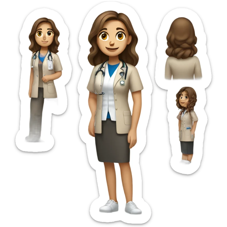 a full body medical student talking 20 years old girl student tan skin, brown hair sticker