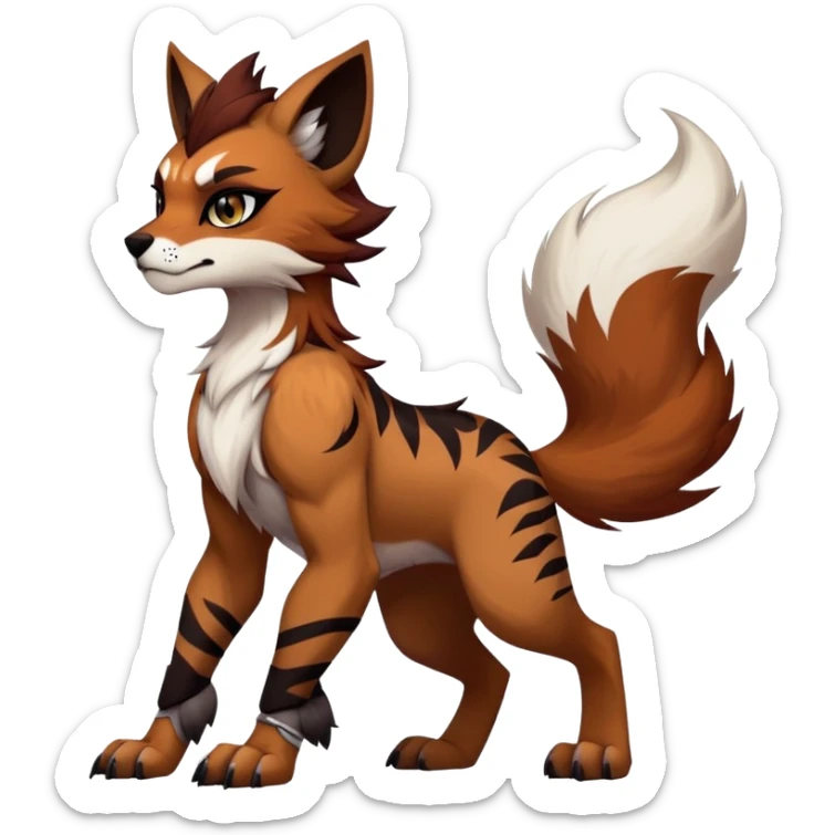 edgy badass cool Falvie-Fionbri-creature-fursona, full body, with random markings sticker