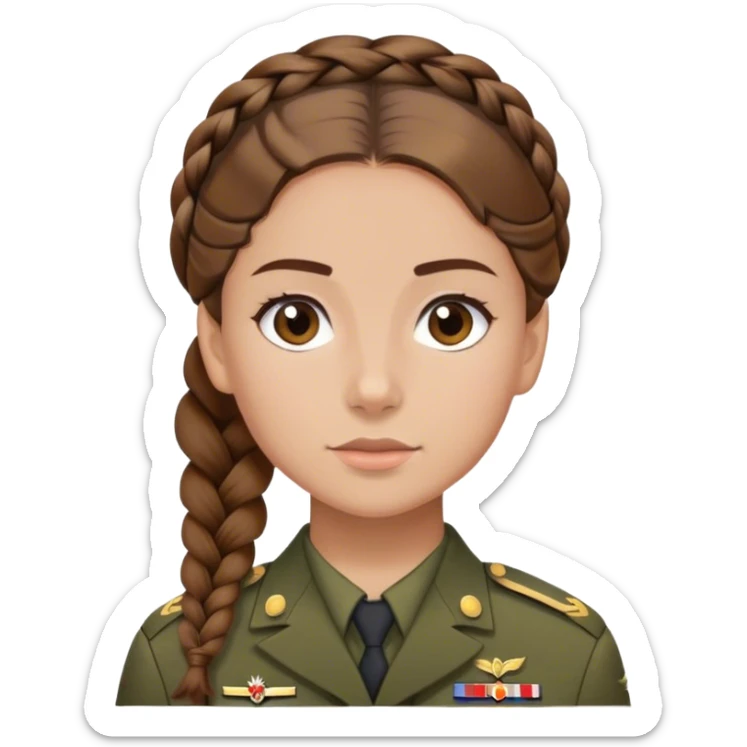 Girl in OCP military with French braid brown hair sticker