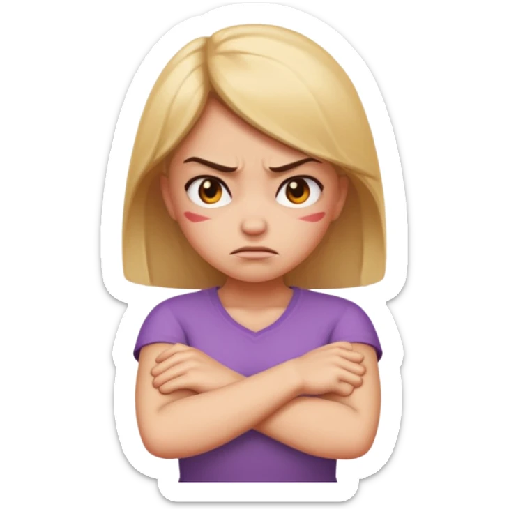 angry face girl emoji with arms crossed over each other in front emoji sticker