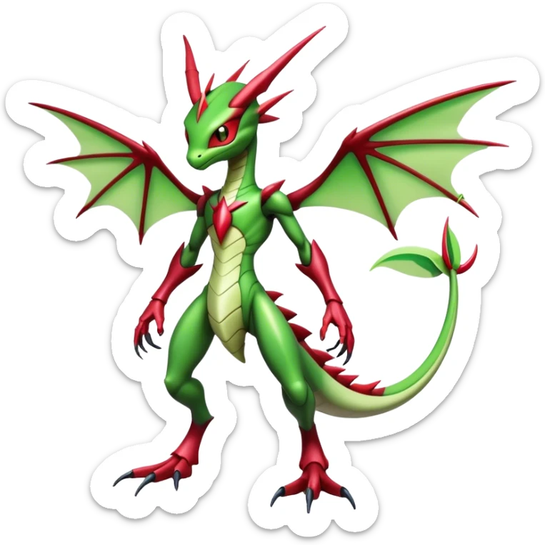  Cool Edgy Shiny Futuristic Ethereal Legendary Scizor-Flygon-Digimon-hybrid full body sticker