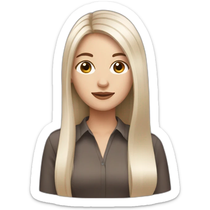 White women with dark brown eyes and long straight brown hair sticker