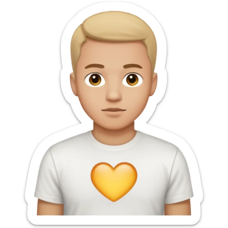 A man, shot from the center of his chest, but wearing a T-shirt, light skin tone sticker