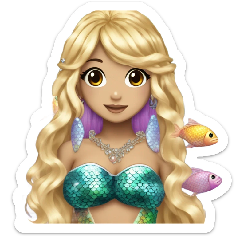 mermaid hime gyaru girl with fish scales sticker