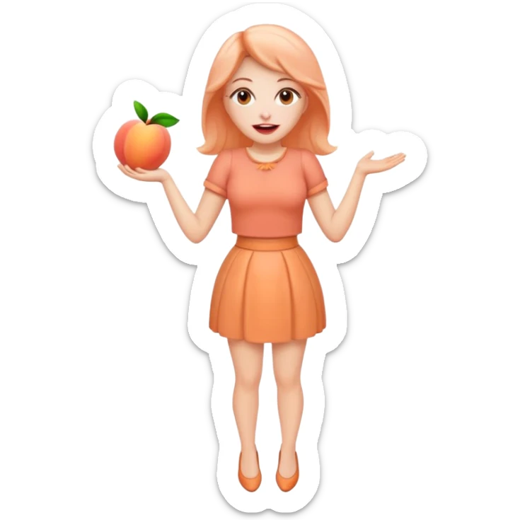 Excited pursed lip full body emoji with peach instead of waist sticker