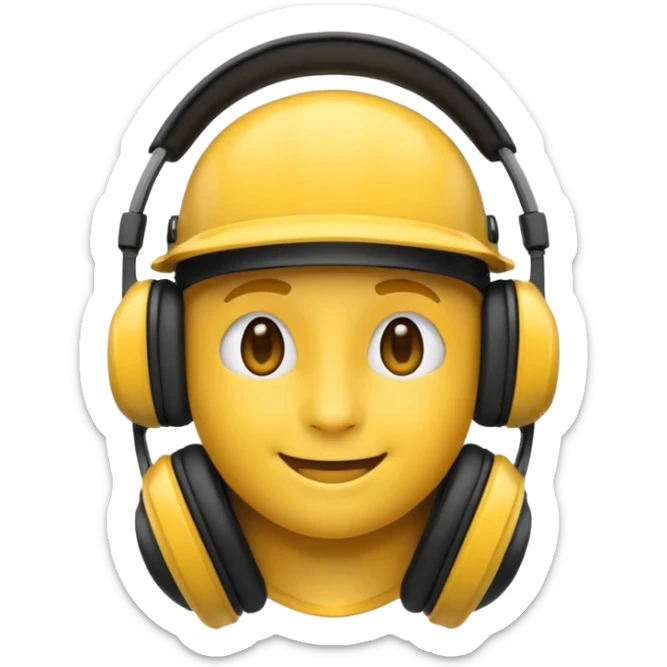 un emoji qui écoute de la musique avec un casque audio avec un léger sourire sticker