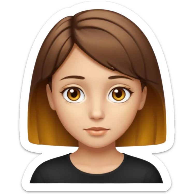 A young girl with short brown hair, her eyes should be hazel, her skin should look gold sticker