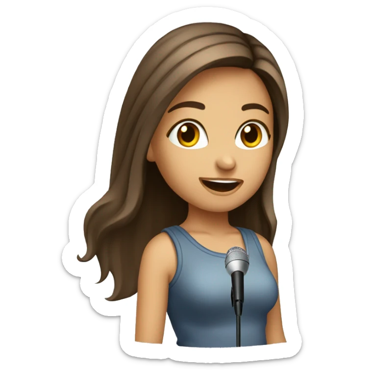 girl-with-brown-straight-hair-brown-eyes-holding microphone shirt sticker