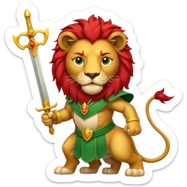 A lion with a sword and the sun on top of it and on the top green and bottom red flag sticker