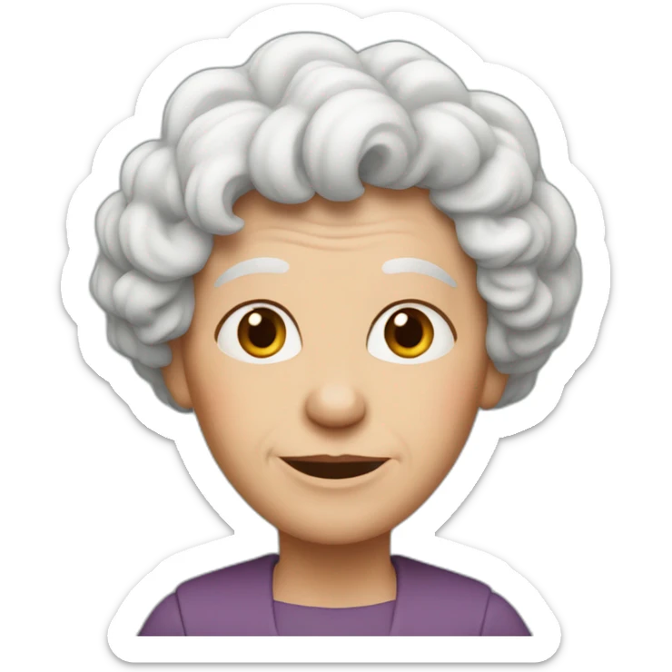 white 50-yesars old woman with curly red hair standing upright with arms out to the sides sticker