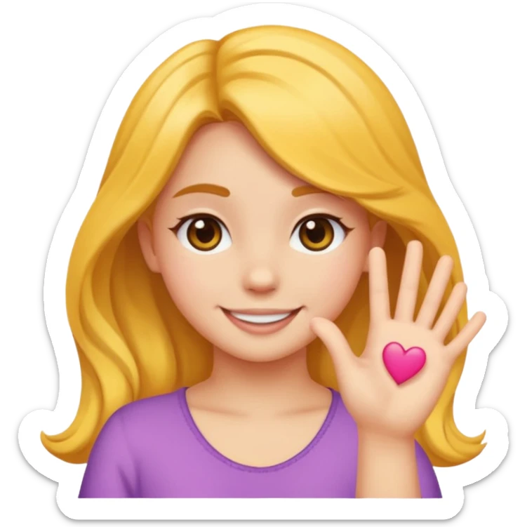 Emoji qui sourire avec un doigt d’honneur et un noeud dans les cheveux ils faut que se soit girly sticker