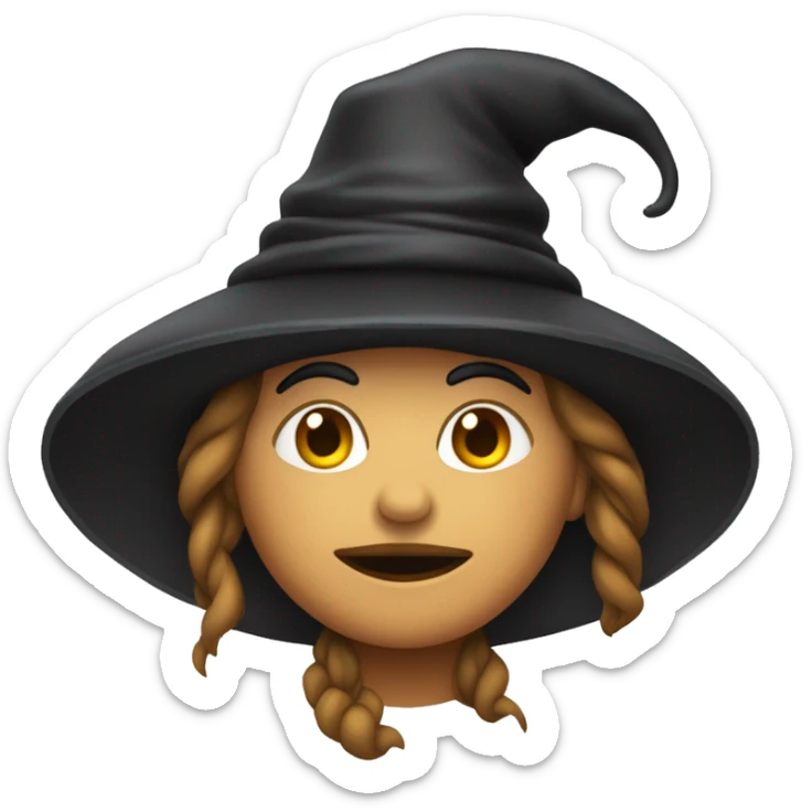 cabeza de una bruja con un gorro de bruja su color de piel es moreno muy claro sticker