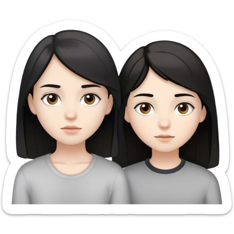pale brunette girl with brown eyes and pale boy with black hair and grey eyes sticker