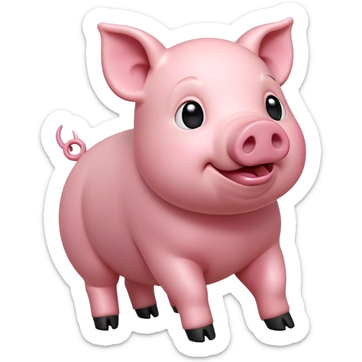 cinematic-[realistic pig]-realistic-full-body-standing-emoji,-tail-flicking-lazily,-head-tilted-dramatically,-sleek-[pink]-skin,-simplified-yet-realistic-focused-features,-highly-detailed,-glowing-with-an-almost-sarcastic-glow sticker