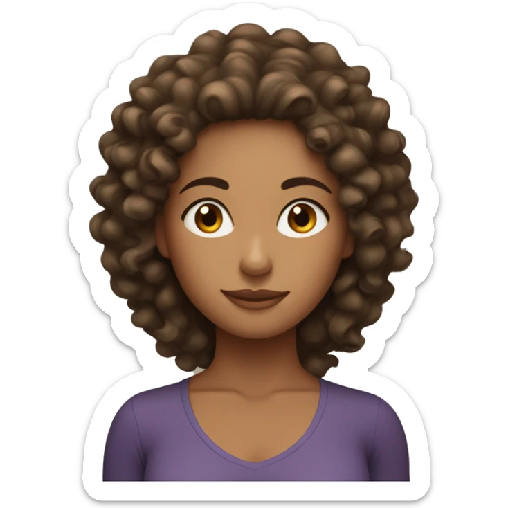 Curly hair brunette yoga girl with tan skin  sticker