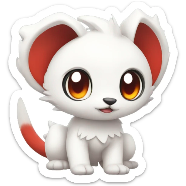 Cute cool white red animal hybrid Fakemon full body sticker