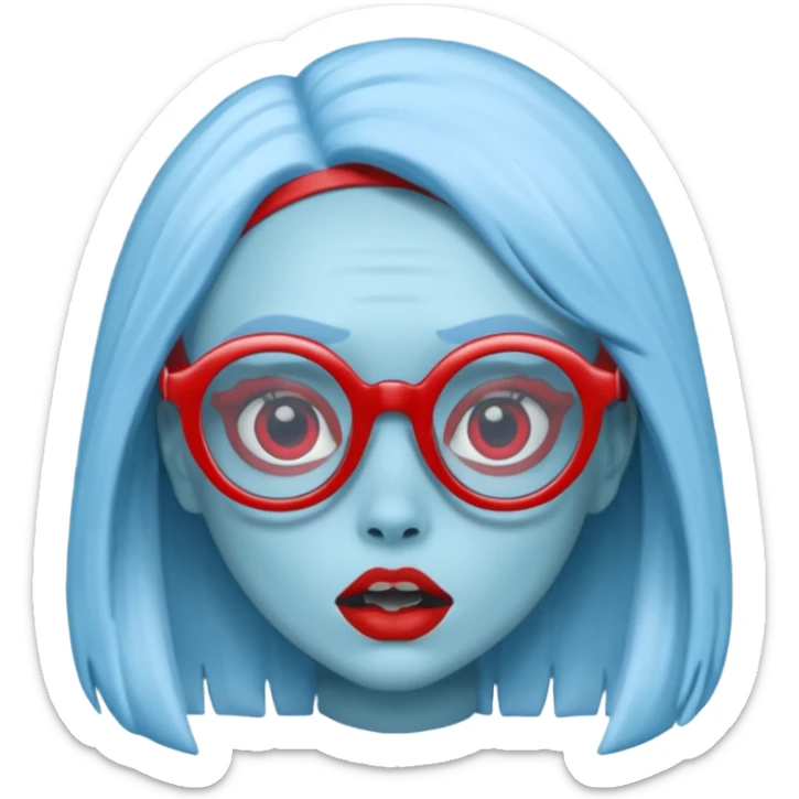 Ghoulia yelps monster high, pale blue skin, red glasses sticker