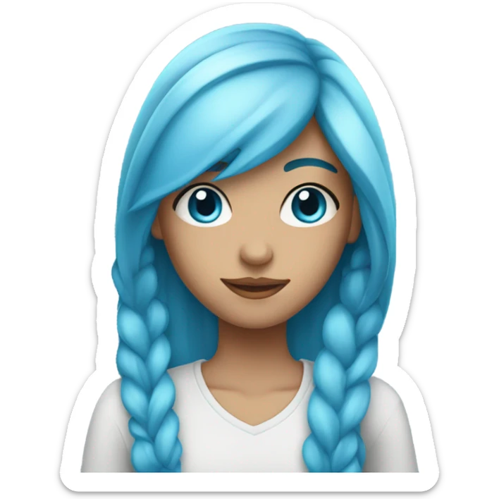 teenage girl with blue eyes and long blue hair sticker