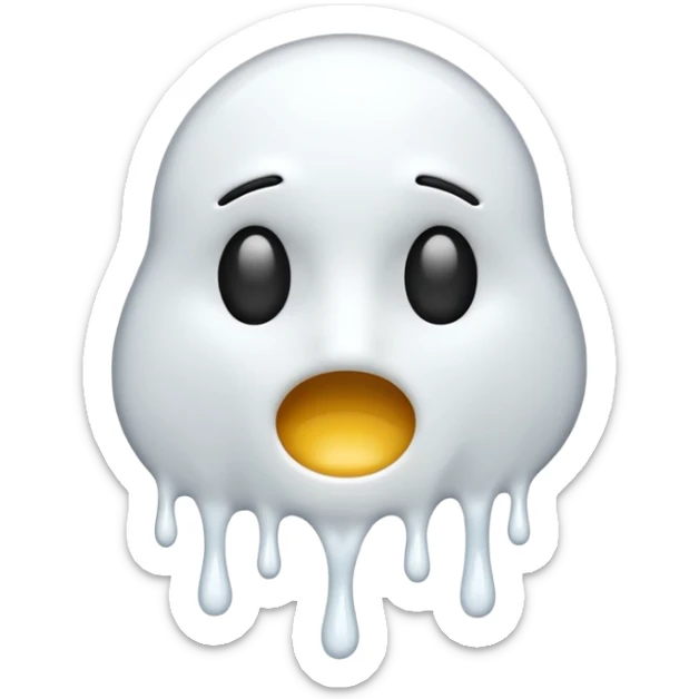 The heat broken emoji in white with sticky white liquid Ozzing out of it with no face sticker