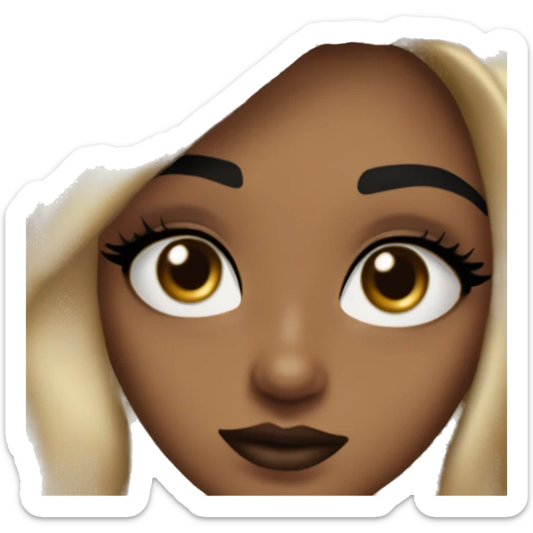 Créate a girl with black hair and a 90s blog out with hazel eyes. She has Brown lipstick on and a small eyeliner with besutiful eyelashes and gold estribos sticker
