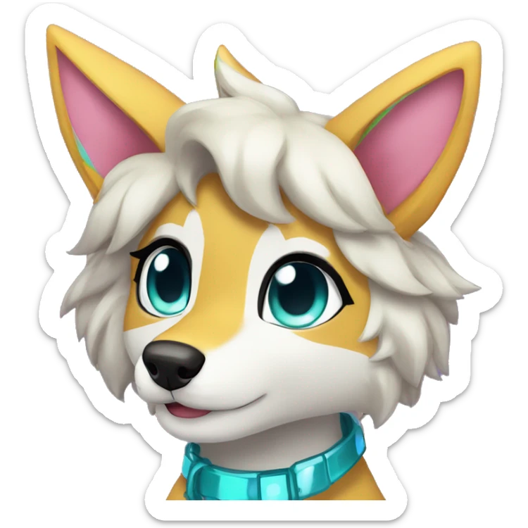 Anthro Colorful Shiny Fionbri-Falvie-sparkle-wolf-sona with cool eccentric markings full body sticker