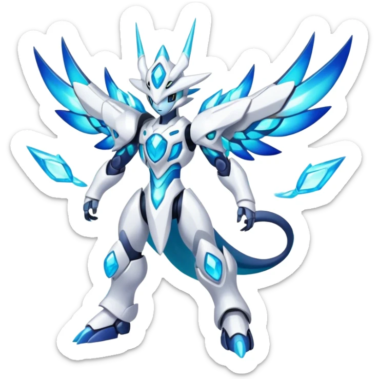 Shiny Futuristic Celestial Godly Fakemon-Pokemon-Digimon-Spectrobes-fusion, full body sticker