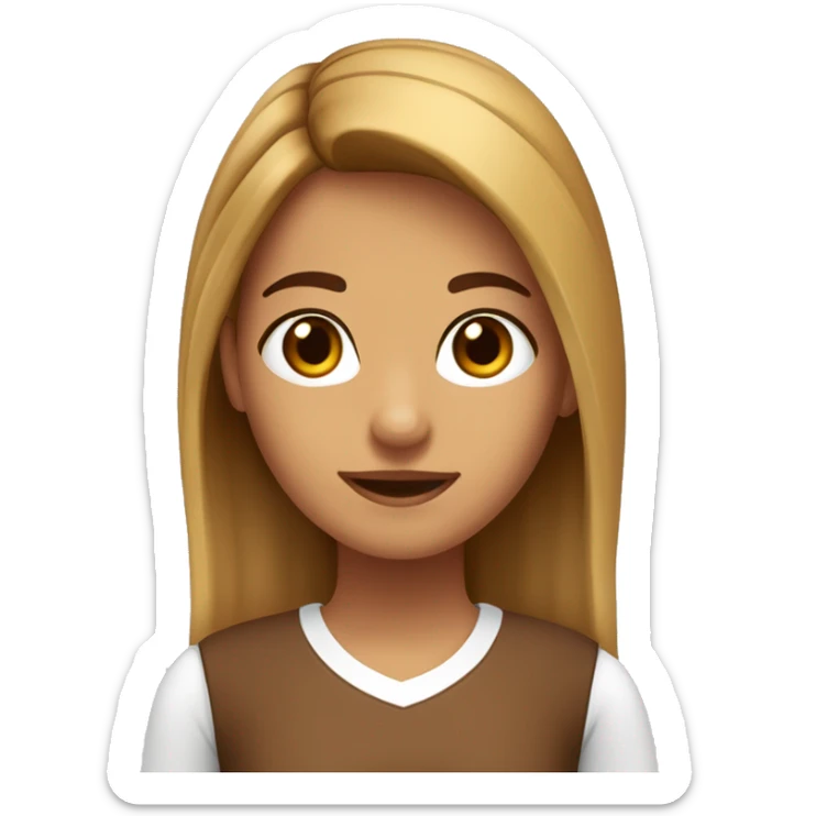 chica canela con pelo lacio color marrón y ojos marrones con otra chica blanca medio rubia y risada sticker