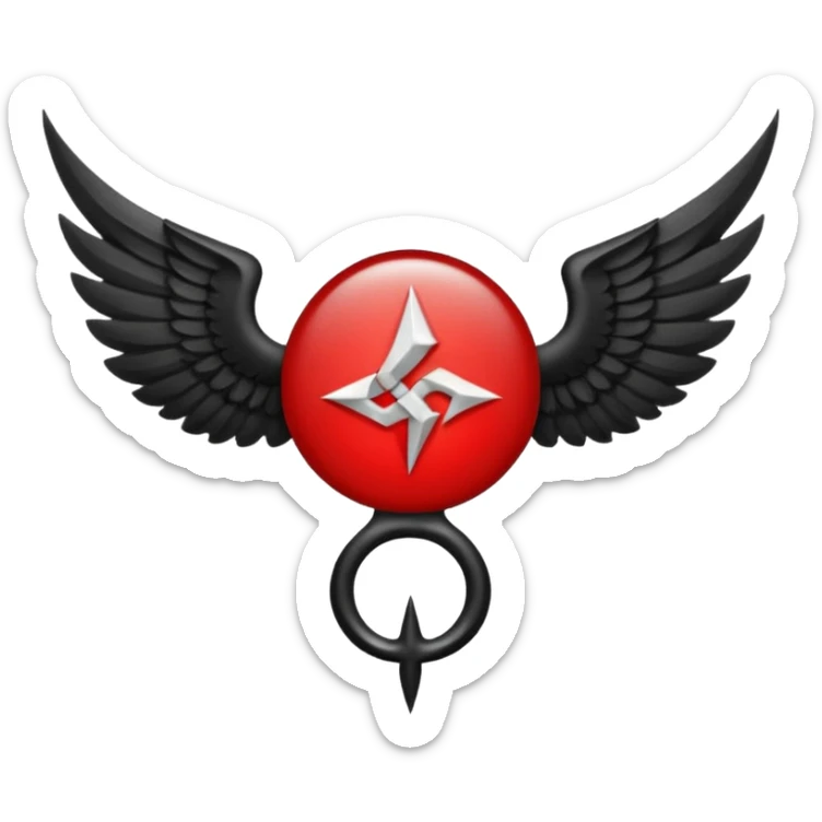 Holy Emblem with black wings and horn and red tetragrammaton in the middle sticker
