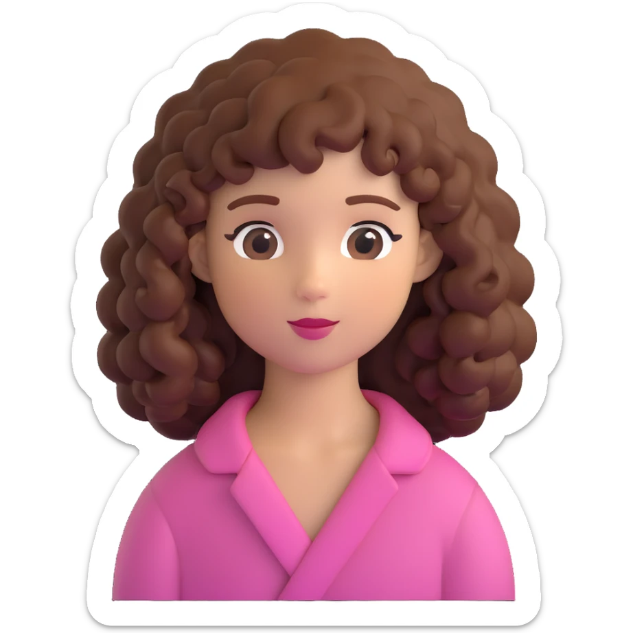 girl with curly hair sticker