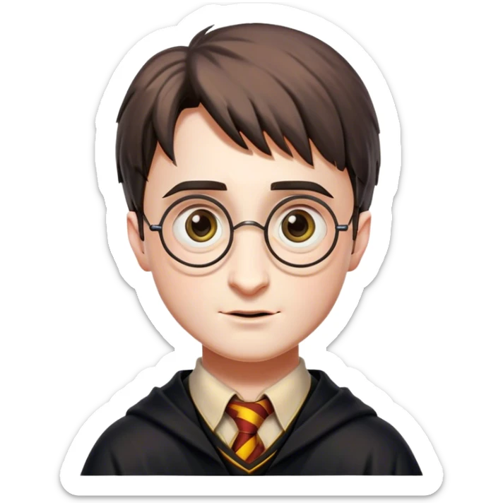 Cinematic Realistic Harry Potter Pop Culture Emoji, featuring a mystical, enchanted portrayal inspired by the iconic wizard rendered with lifelike magical details and dynamic lighting. sticker