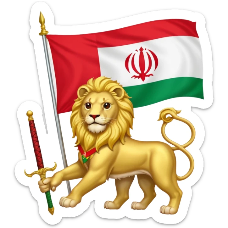 The flag of Iran, but instead of the word Allah, it has a lion. sticker