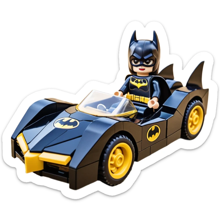 scale racing sexy fitted Batgirl’s masculine midnight-colored tight outfit 1970’s tv style dark knight stealthy accurate sporty safe plush deluxe Lego off-road pursuit drifting F1 car lexus (black hair,reclining and relaxed torso and shoulders back against seat) rally sticker