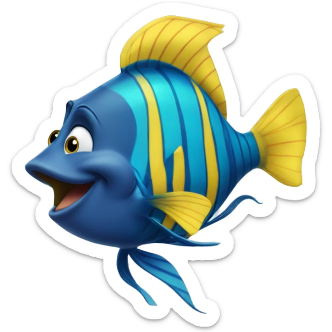 The yellow and blue striped fish in Disney's animated The Little Mermaid sticker