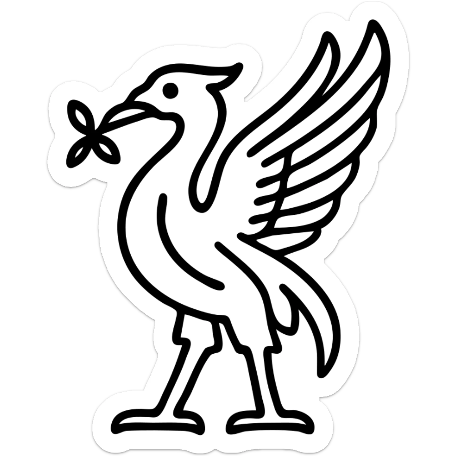 Liver bird, mythical bird symbol of Liverpool, cormorant-like bird with outstretched wings sticker