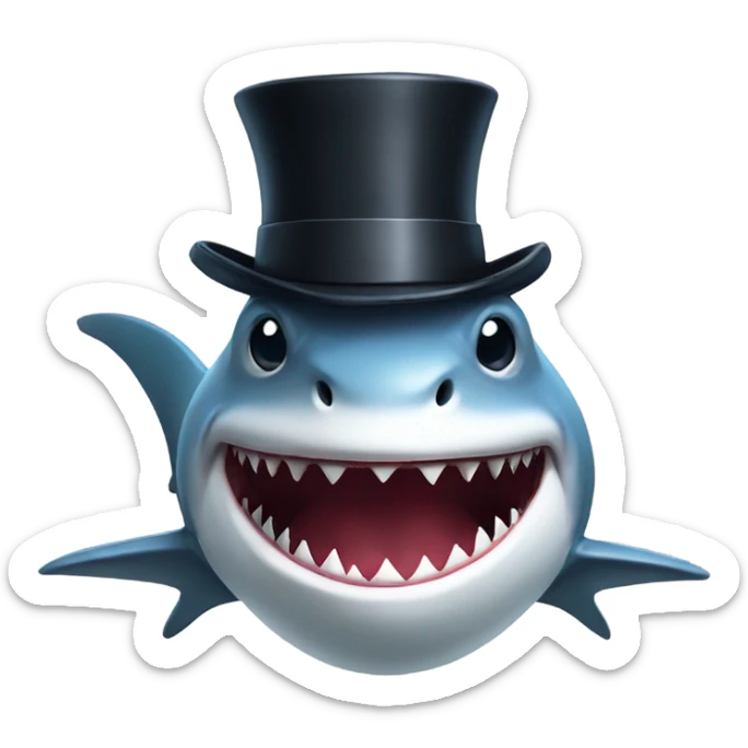 Shark with a top hat sticker