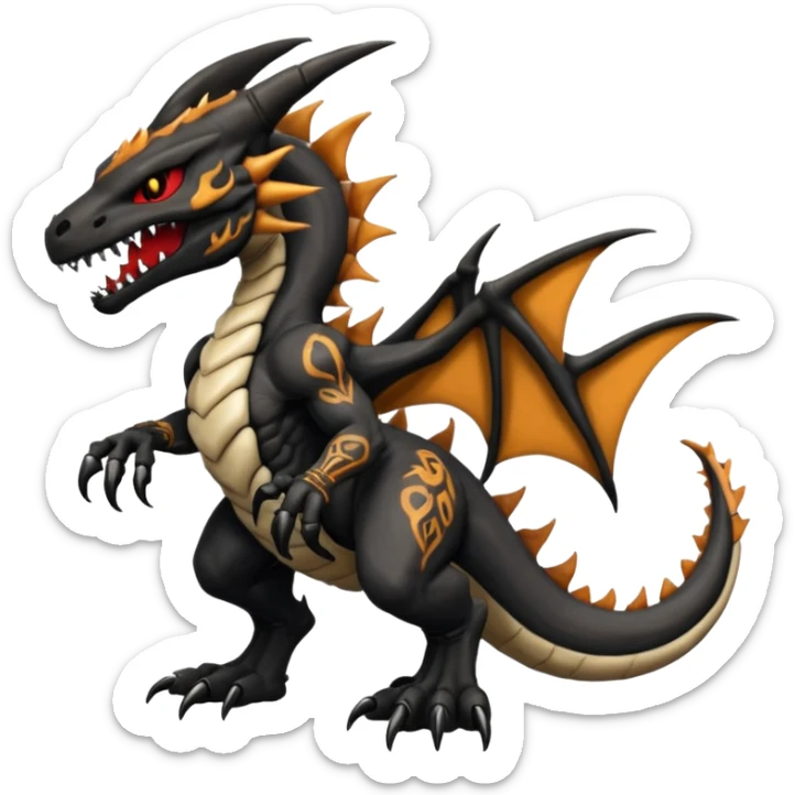  Venom-Marowak-Charizard-Xenomorph-hybrid-fantasy-creature (full body) with tribal tattoos sticker