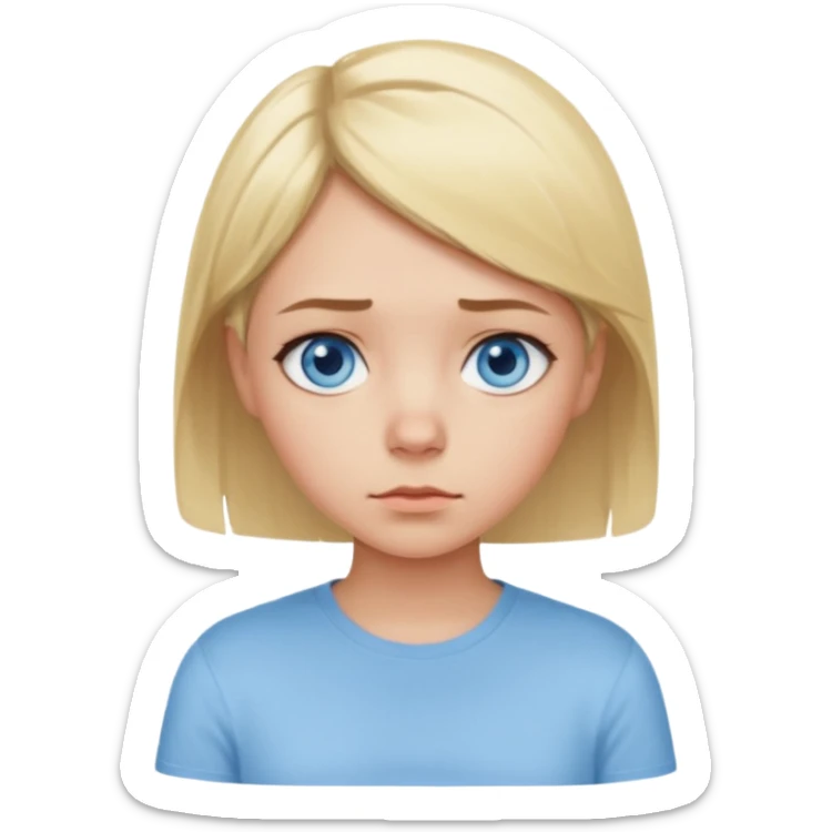 a girl blue eyes short blonde hair looking bored sticker