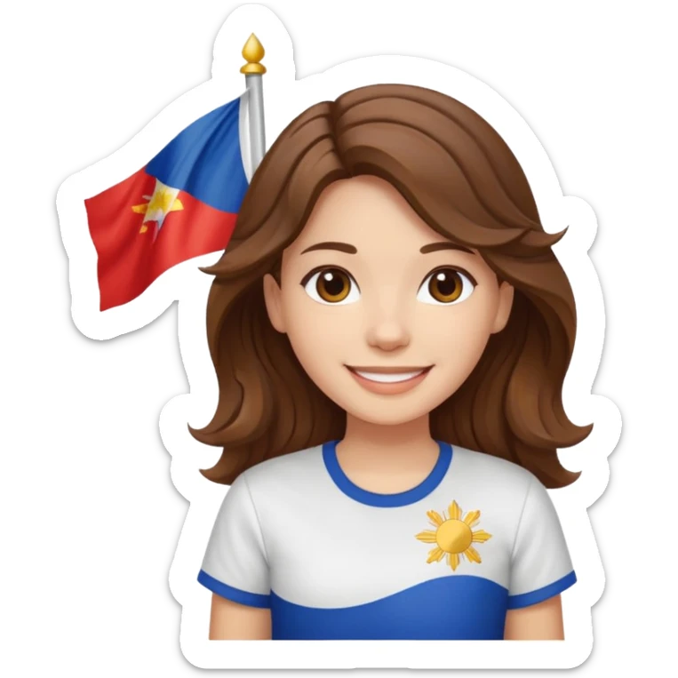 alternative white girl wavy brown hair girl philippine flag sticker