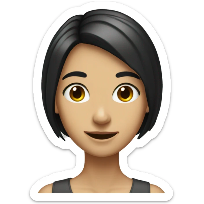 skinny italian girl with short black straight hair smiling sticker