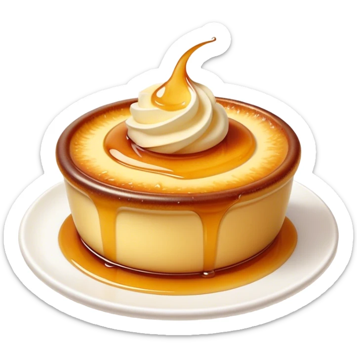 Cinematic Realistic Cr√®me Br√ªl√©e Dessert Emoji, depicted as a rich custard with a perfectly caramelized sugar top rendered with exquisite textures and warm, inviting lighting. sticker