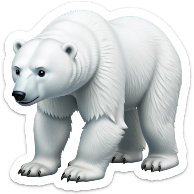 cinematic-polar-bear-realistic-full-body-standing-emoji,-massive-snowy-white-frame-lumbering-across-the-icy-tundra,-powerful-paws-pressing-into-the-frozen-ground,-head-tilted-dramatically,-thick-fur-dusted-with-ice-crystals,-simplified-yet-realistic-focused-features,-highly-detailed,-glowing-with-an-almost-sarcastic-glow

 sticker
