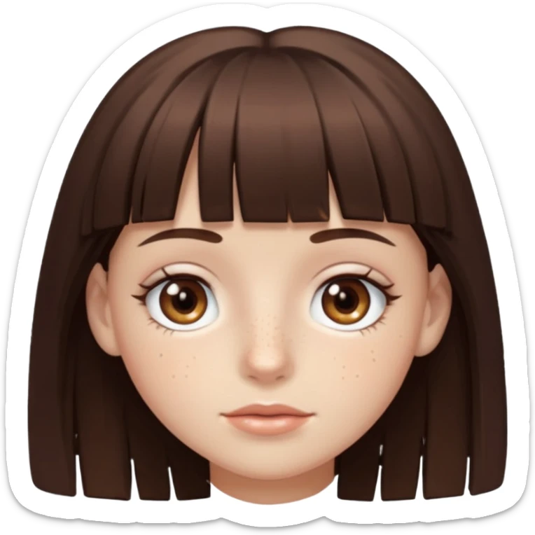 branca, olhos hazel, franjnha, pequenas sardas, cabelo castanho escuro, zoombir sticker
