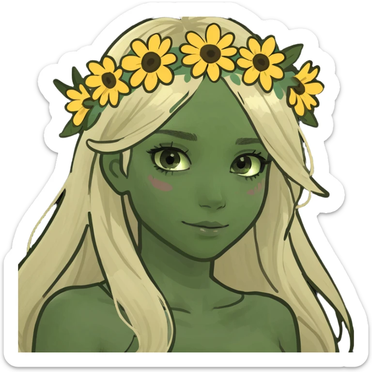 Girl with long hair and blonde highlights and dark brown eyes sticker