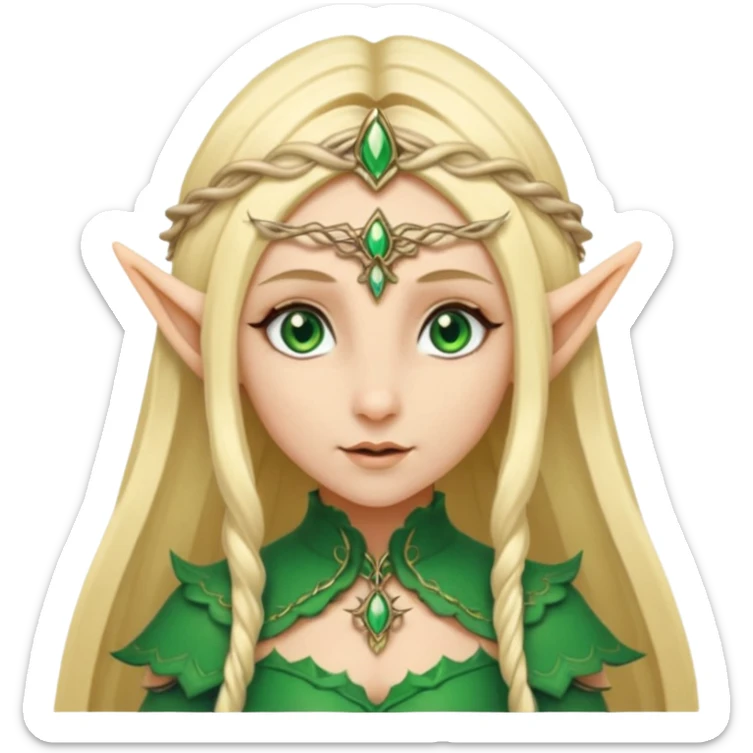 a girl elf with very long blond hair and a twisted headpiece, she's got pointy ears sticker